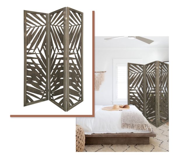3 Panel Grey Room Divider with Tropical leaf - Image 3