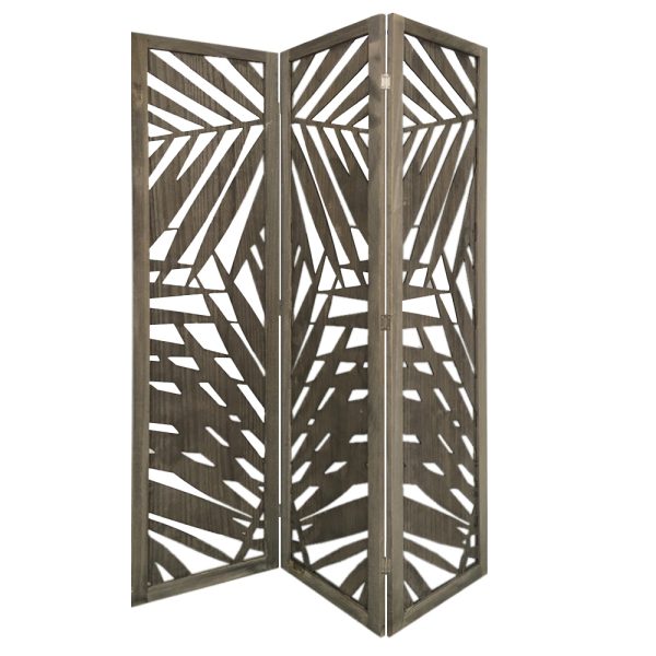 3 Panel Grey Room Divider with Tropical leaf - Image 5