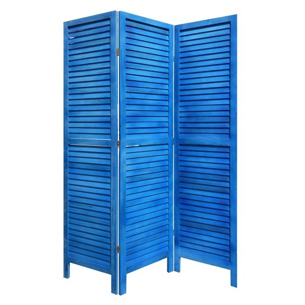 3 Panel Light Blue Shutter Screen Room Divider - Image 5