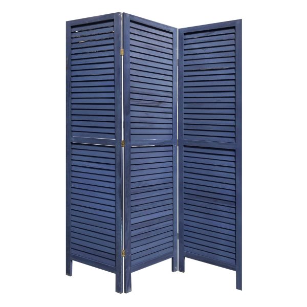 3 Panel Dark Blue Shutter Screen Room Divider - Image 5
