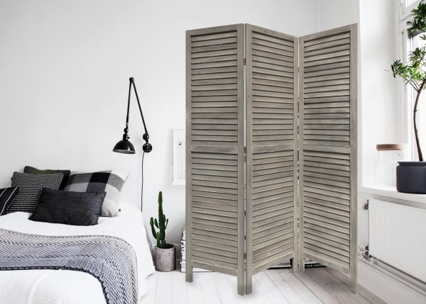 3 Panel Grey Shutter Screen Room Divider - Image 4