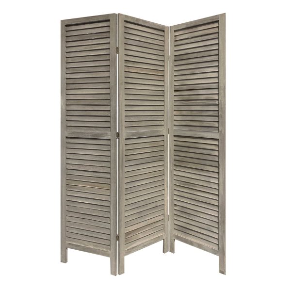 3 Panel Grey Shutter Screen Room Divider - Image 5