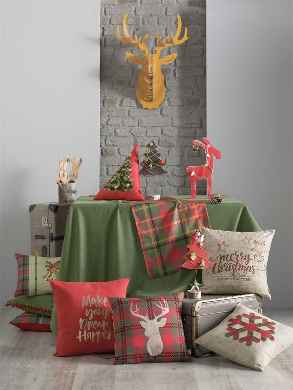120" Merry Christmas Rectangle Tablecloth in  Green - Image 3