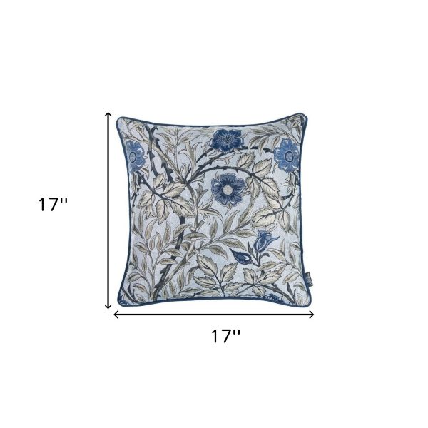 Set of 2 Square Beige Floral Throw Pillow Covers - Image 2