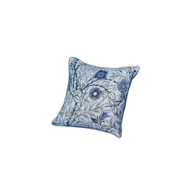 Set of 4 17" Jacquard Leaf Throw Pillow Cover in Blue - Image 4