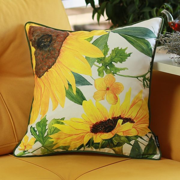 Set of 4 18" Sunflowers Throw Pillow Cover in Multicolor - Image 2