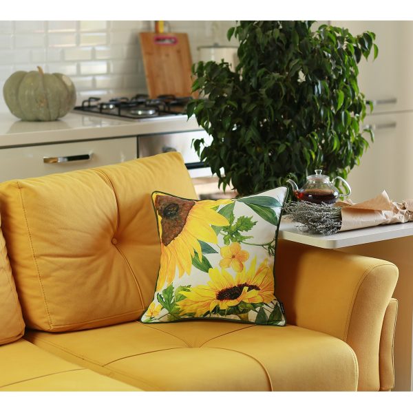 Set of 4 18" Sunflowers Throw Pillow Cover in Multicolor - Image 3