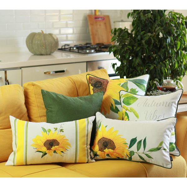 Set of 4 18" Sunflowers Throw Pillow Cover in Multicolor - Image 4