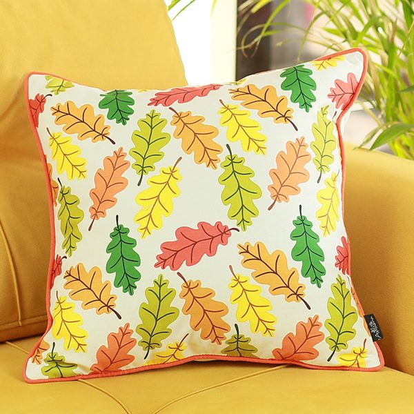 Set of 4 18"  Autumn Leaves Throw Pillow Cover in Multicolor - Image 2