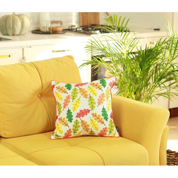 Set of 4 18"  Autumn Leaves Throw Pillow Cover in Multicolor - Image 3