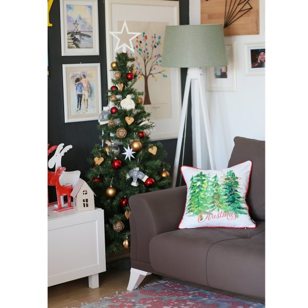 Set of 4 18" Christmas Trees Throw Pillow Cover in Multicolor - Image 2