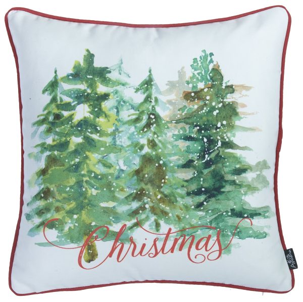 Set of 4 18" Christmas Trees Throw Pillow Cover in Multicolor - Image 3