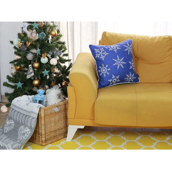 Set of 4 18" Christmas Snowflakes Throw Pillow Cover in Blue - Image 2
