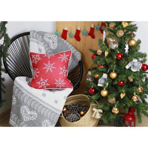 Set of Four Red 18" Christmas Snowflakes Throw Pillow Covers - Image 3