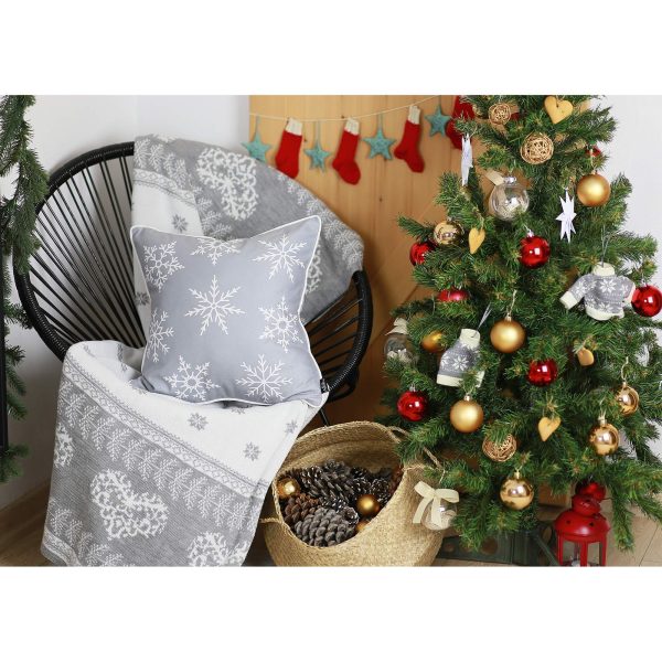 Set of Four Silver Gray 18" Snowflakes Throw Pillow Covers - Image 3