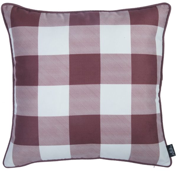 Set of 4 18" Thanksgiving Gingham Throw Pillow Cover in Multicolor