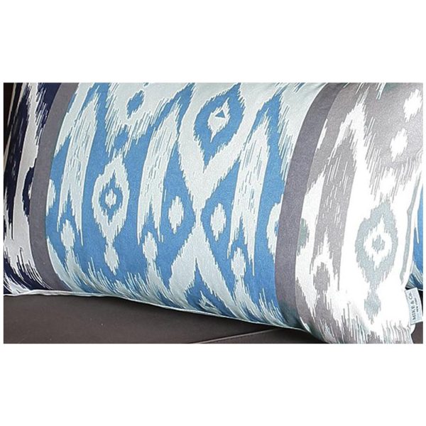 Set of 4 Aqua Blue and Gray Ikat Lumbar Pillow Covers - Image 5