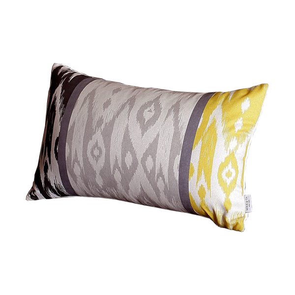 Set of 4 Gray and Yellow Ikat Lumbar Pillow Covers - Image 2