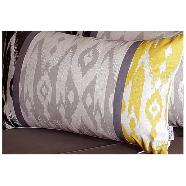 Set of 4 Gray and Yellow Ikat Lumbar Pillow Covers - Image 5