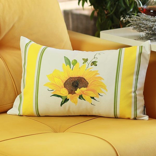 Set of 4 Sunflower Design Lumbar Pillow Covers - Image 2