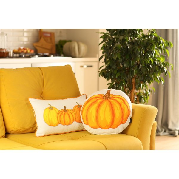 Set of Four 20" Orange Pumpkin Trio Lumbar Throw Pillow Covers - Image 4