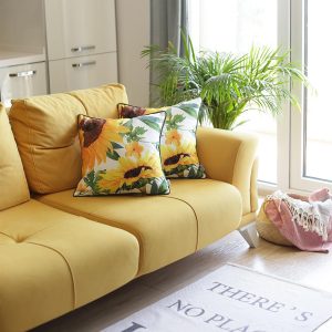 Set of 2 Square Sunflower Throw Pillow Covers