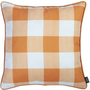 Set of 2 18"  Fall Season Pumpkin Gingham Throw Pillow Cover