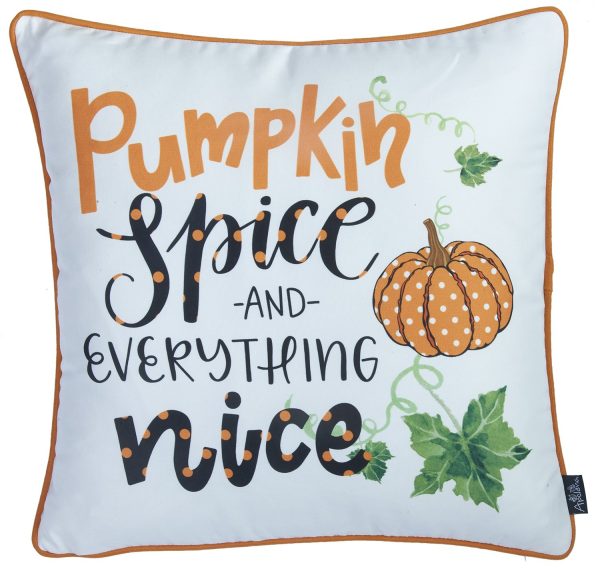Set of Four 18" Orange Green Pumpkin Halloween Throw Pillow Covers - Image 2