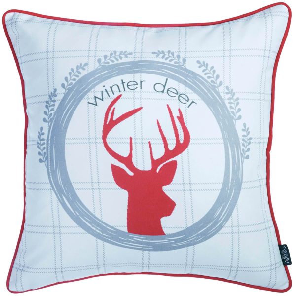 Set of 4 18" Winter Deer Throw Pillow Cover in Multicolor - Image 2