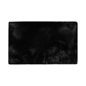 Luxe Faux Rabbit Fur Rectangular Rug 3' x 5'   - Black