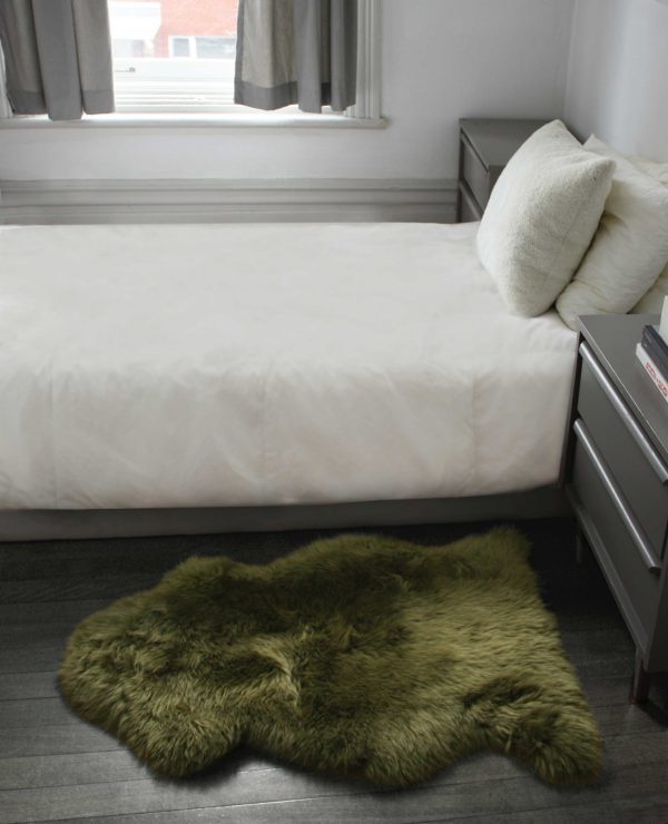 2' x 3' Khaki Green  New Zealand Natural Sheepskin Rug - Image 3