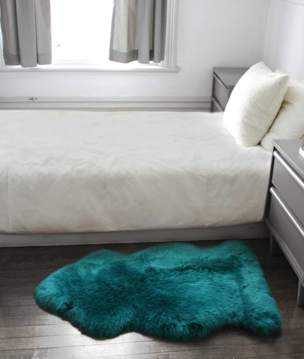 2' x 3' Steel Blue New Zealand Natural Sheepskin Rug - Image 2