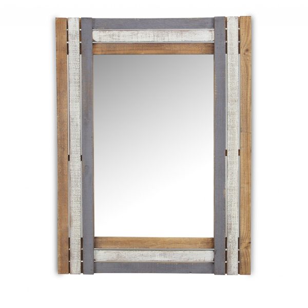 Rectangular Multicolored Wood Framed Mirror - Image 3