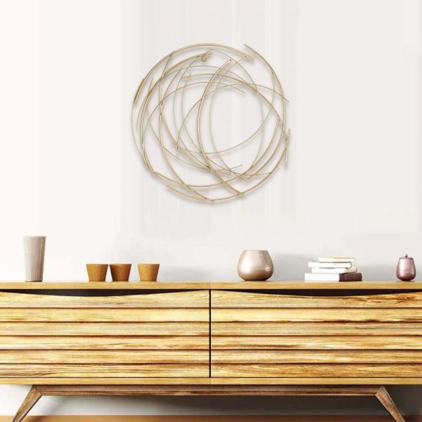 Gold Metal Abstract Round hanging Wall Art Decor - Image 4