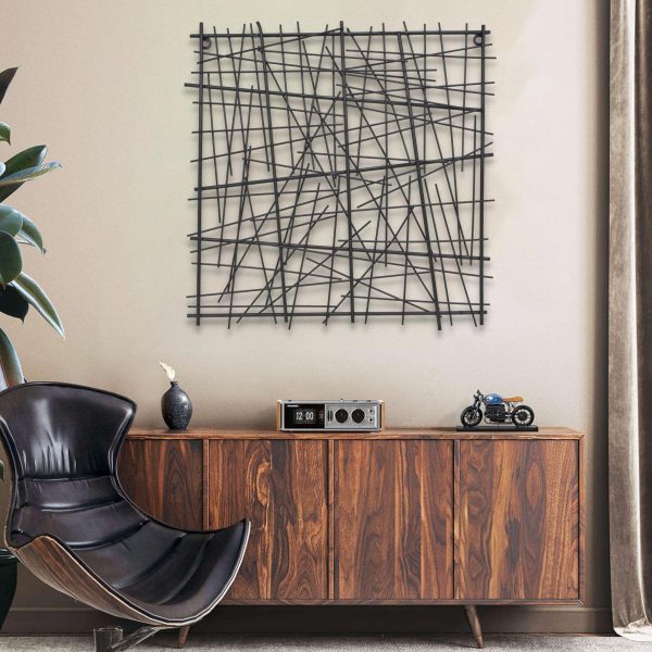 Black Metal Abstract Linear Array Wall Art Decor - Image 4