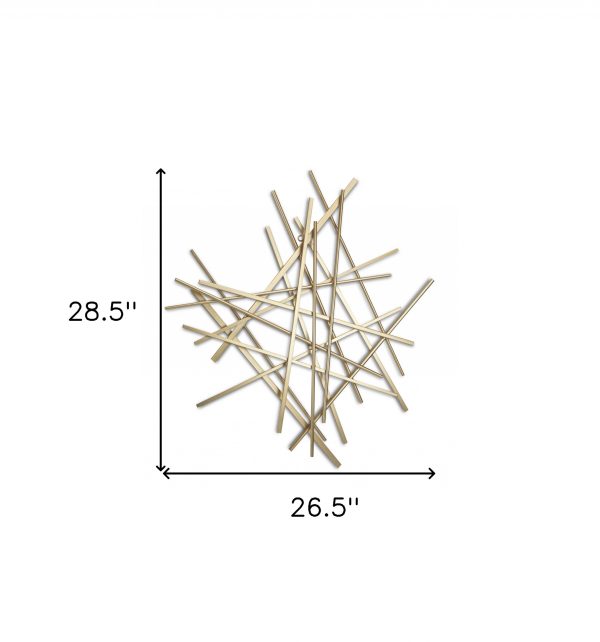 Gold Metal Abstract Linear Strips Wall Art Decor - Image 5