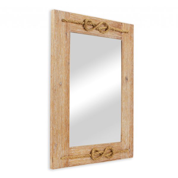 Brown Wood Finished Frame with Nautical Rope Accent Wall Mirror - Image 2