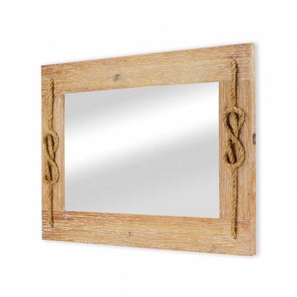 Brown Wood Finished Frame with Nautical Rope Accent Wall Mirror - Image 4