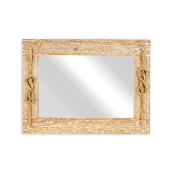 Brown Wood Finished Frame with Nautical Rope Accent Wall Mirror - Image 5