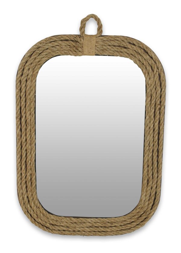 Rustic Rounded Rectangle Rope Braid Wall Mirror - Image 3
