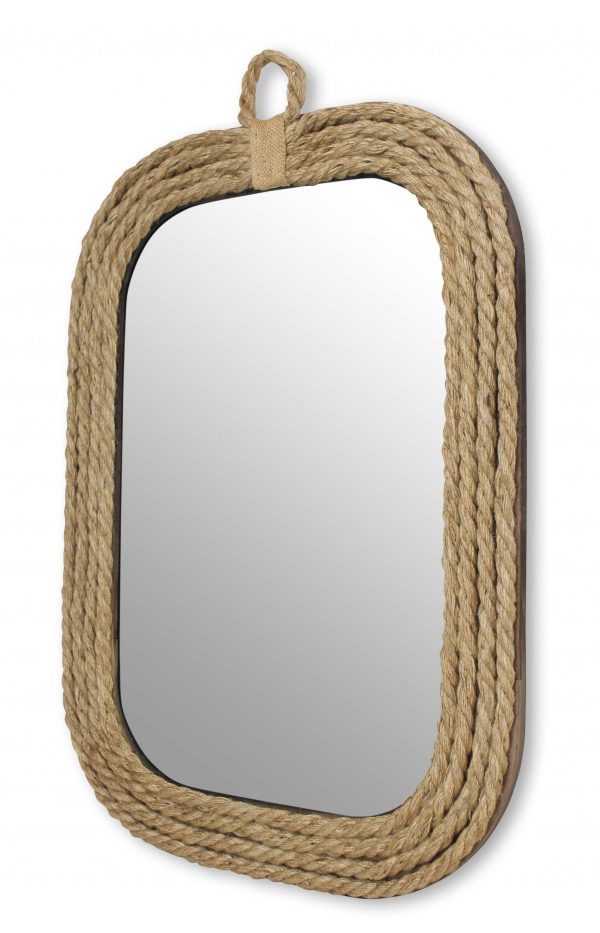 Rustic Rounded Rectangle Rope Braid Wall Mirror - Image 4
