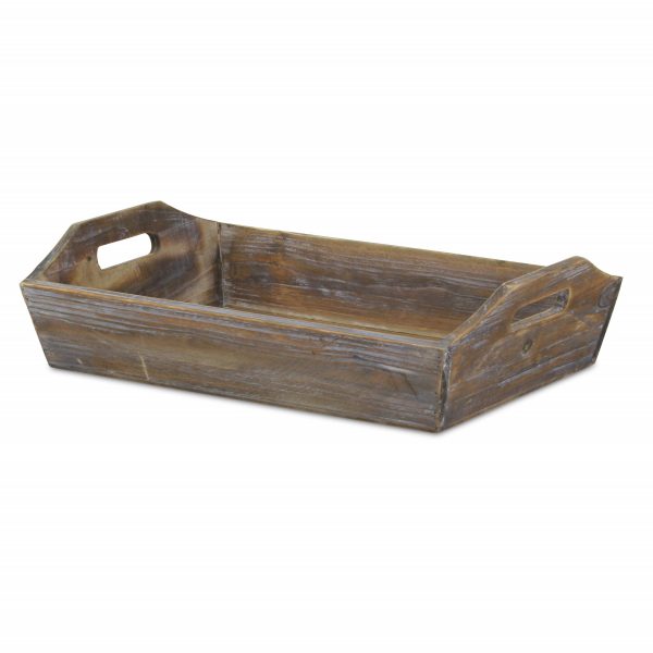 Dark Brown Finish Wood Serving Tray with Handles - Image 2