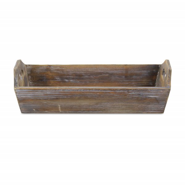 Dark Brown Finish Wood Serving Tray with Handles - Image 3