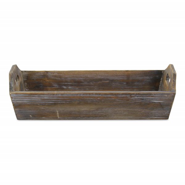 Dark Brown Finish Wood Serving Tray with Handles - Image 4