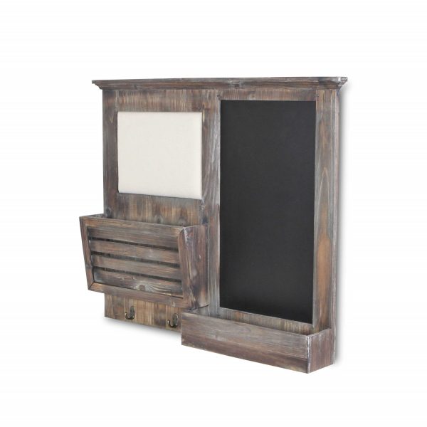 Gray Wooden Wall Chalkboard with Side Storage Basket - Image 2