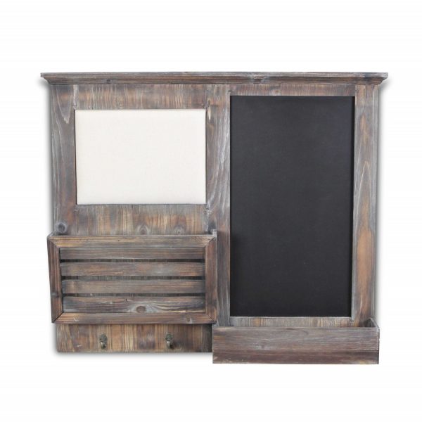 Gray Wooden Wall Chalkboard with Side Storage Basket - Image 3