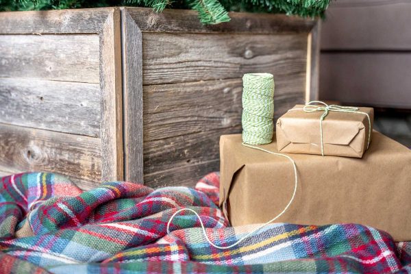 28" Natural Weathered Gray Plank Christmas Tree Collar - Image 2