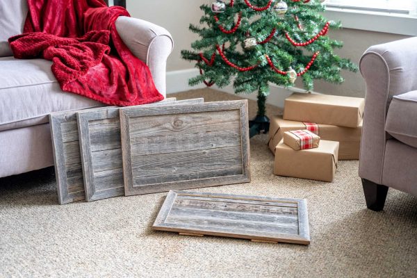 28" Natural Weathered Gray Plank Christmas Tree Collar - Image 3