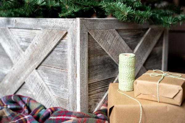 23" Natural Weathered Gray Whitewash Christmas Tree Collar - Image 2