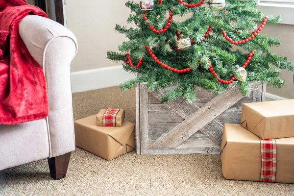 23" Natural Weathered Gray Whitewash Christmas Tree Collar - Image 5